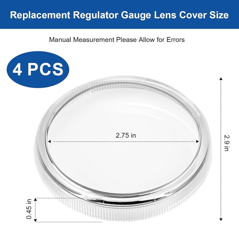 HEBRAR 2-1/2" Pressure Gauge Replacement Cover,1/4 Turn Twist Lock Regulator Replacement Lens, Clarity Replacement Regulator Gauge Cover Compatible with Yellow Jacket Gauge Cover, Most 2-1/2" Gauges 4 Lens - Image 2